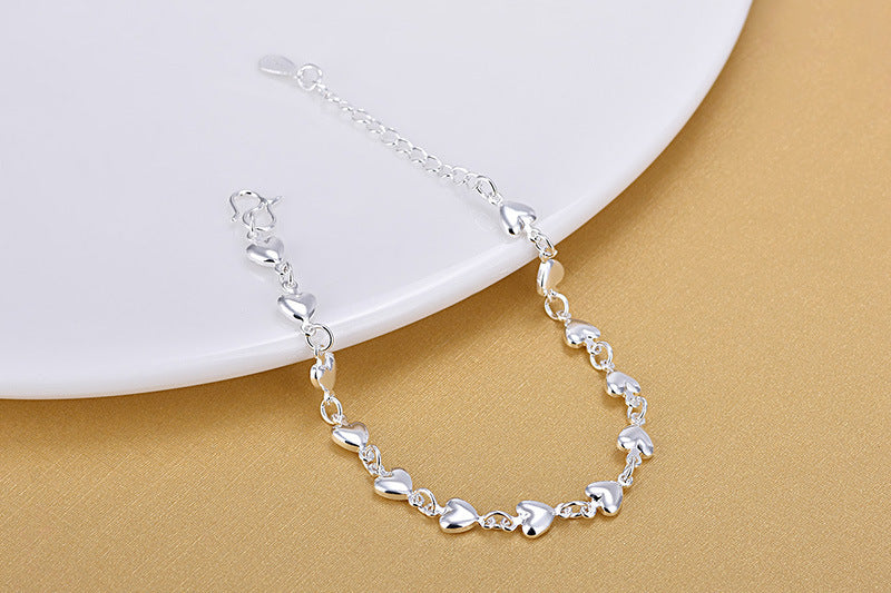 Heart Pearl Bracelet Silver Plated Adjustable Bangle Gift for Her Fashion Jewelry for Women and Girls Gift Now