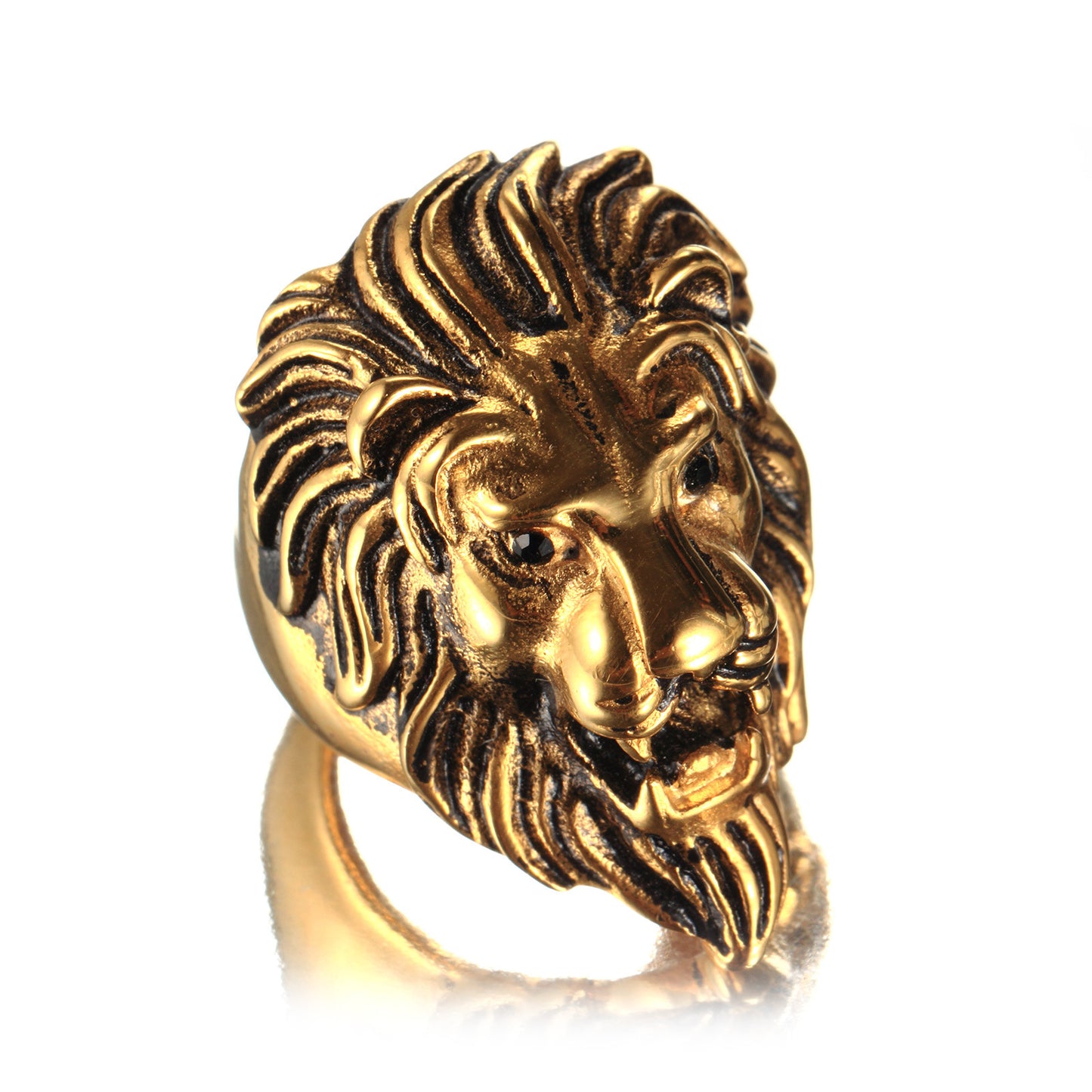 Domineering Titanium Steel Lion Head Ring