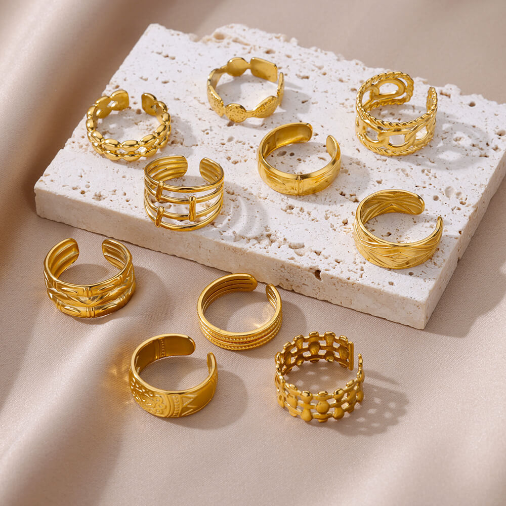 Elegant Stainless Steel Open Ring For Women Fashion Jewelry Electroplated Durable Statement Gift For Her Style