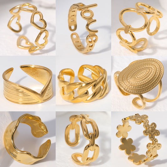 Stainless Steel Leaf Ring Electroplated Delicate Design Jewelry For Women Elegant Anniversary Band Subtle Glow