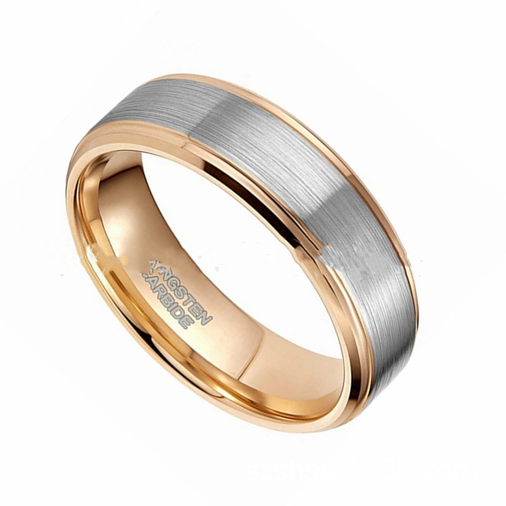 Men Tungsten Ring 6mm Rose Gold U Shaped Design Durable Band For Men Wedding Promise Jewelry Everyday Wear Now