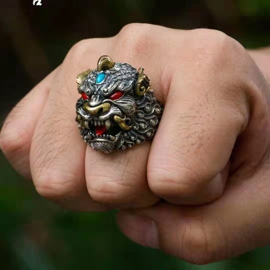 Unisex Geometric Ring Men Women Retro Geometric Adjustable Opening Band Gift Fashion Jewelry Personalized Ring