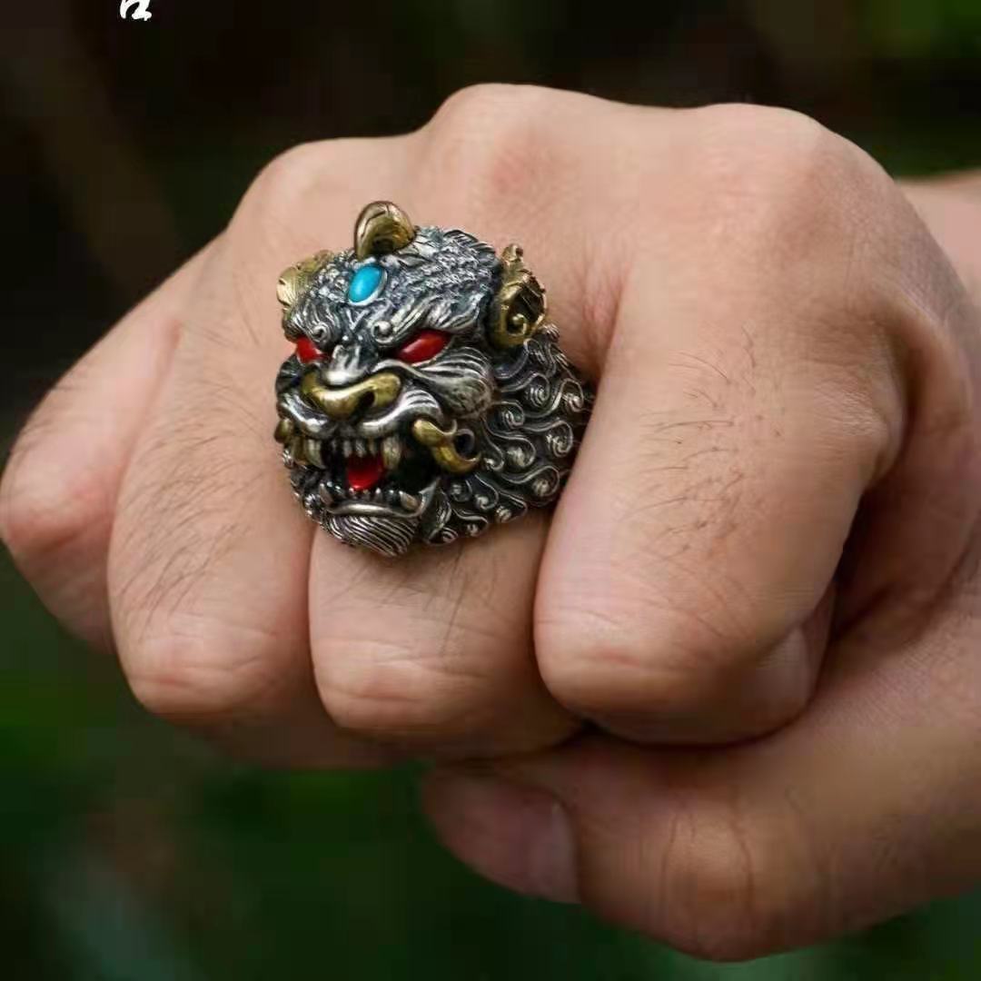 Unisex Geometric Ring Men Women Retro Geometric Adjustable Opening Band Gift Fashion Jewelry Personalized Ring