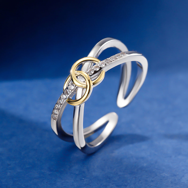 Womens Copper Ring With Cross Design Geometric Zircon Inlay Ladies Jewelry Fashion Ring Elegant Daily Wear Now