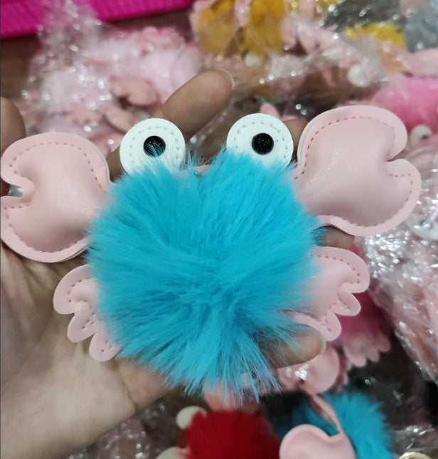 Crab Keychain Adorable Cartoon Crab Pendant Sewn Faux Leather Accessory Cute Crab Design Perfect Gift Great Gift