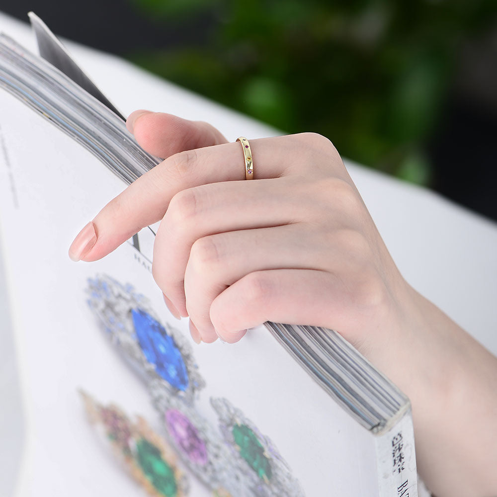 Womens Sterling Silver Ring Diamond Cut Geometric Design With Colored Zircon Gemstone Fashion Jewelry Festival