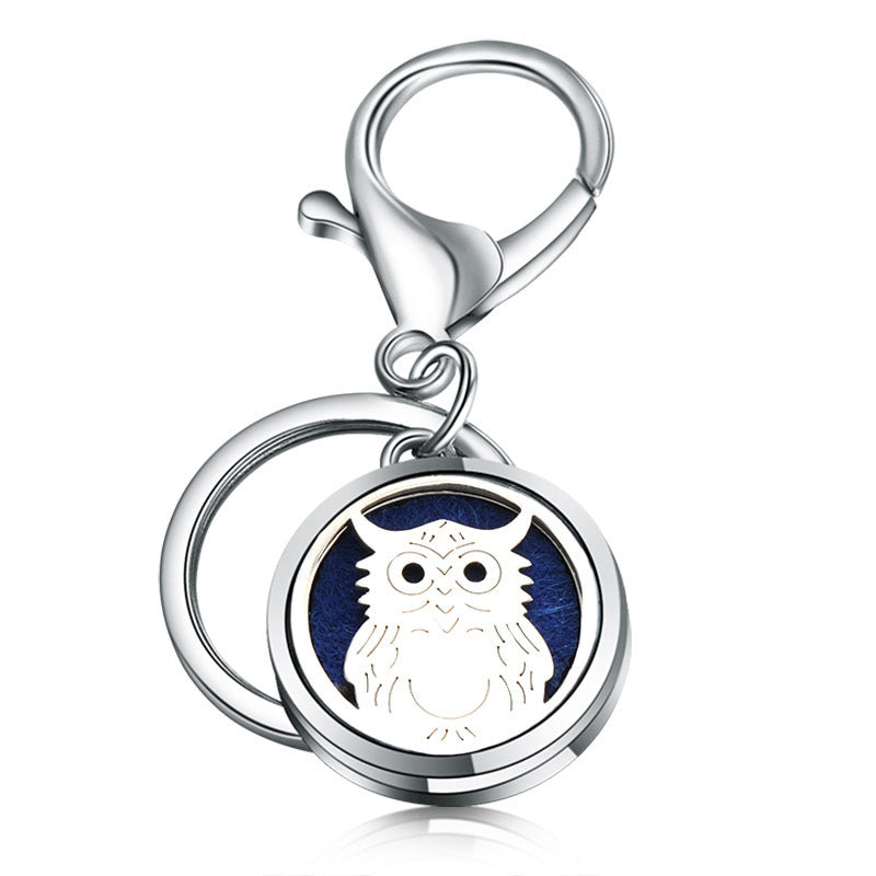 Essential Oil Diffuser Keychain Stainless Steel Aromatherapy Pendant 28mm Round Metal Perfume Key Ring Travel Ready
