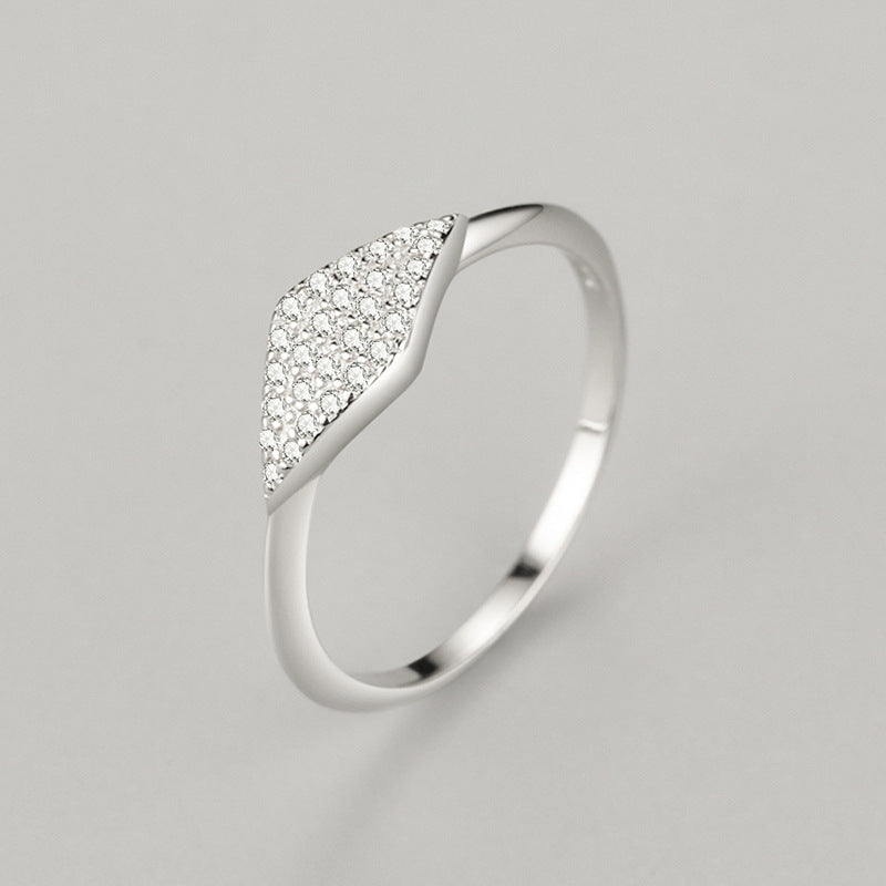 Sterling Silver Ring With Gemstones Diamond Cut Geometric Design Lightweight 925 Band Jewelry For Women Classy