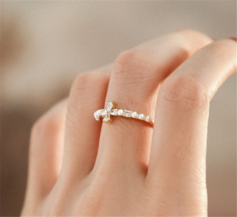 Beaded Womens Ring Vintage Alloy Electroplated Jewelry