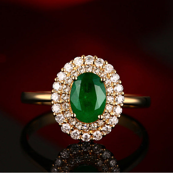 Womens Ring 18KT Yellow Gold Plated Green Tourmaline Emeralds Gemstone Adjustable Fashion Jewelry Gift For Her