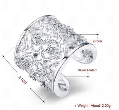 Womens Openwork Copper Ring With Silver Inlay Gemstones