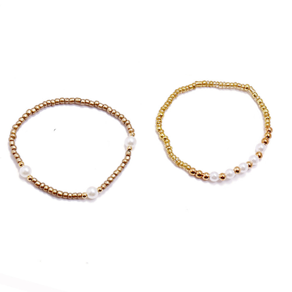 Unisex Bracelet Set Five Pointed Star Beaded Four Leaf Clover Pearl Woven European Style Alloy Bracelets Five Piece