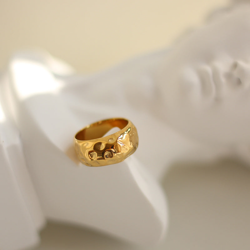 Titanium Steel Ring With Artificial Pearl Irregular Dot Design Fashion Jewelry Band Delicate Ring For Women And Girls