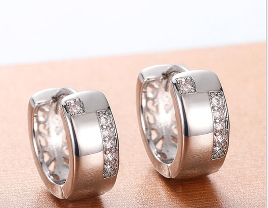 U Shaped Zircon Earrings Gold Plated Wedding Jewelry