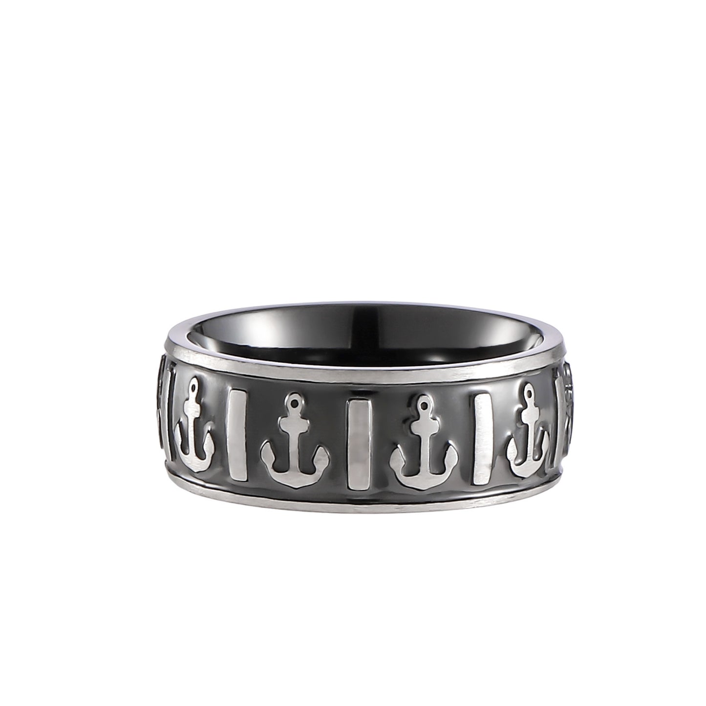 Unisex Stainless Steel Mahjong Ring With Eng Letters And Chinese Characters For Men And Women Casual Band Ring