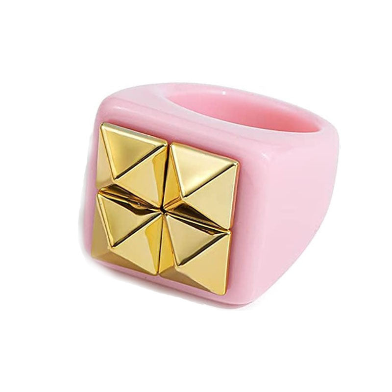 Womens Resin Rings Geometric Electroplated Rings Trendy Fashion Jewelry Statement Rings Must Have Fashion Women