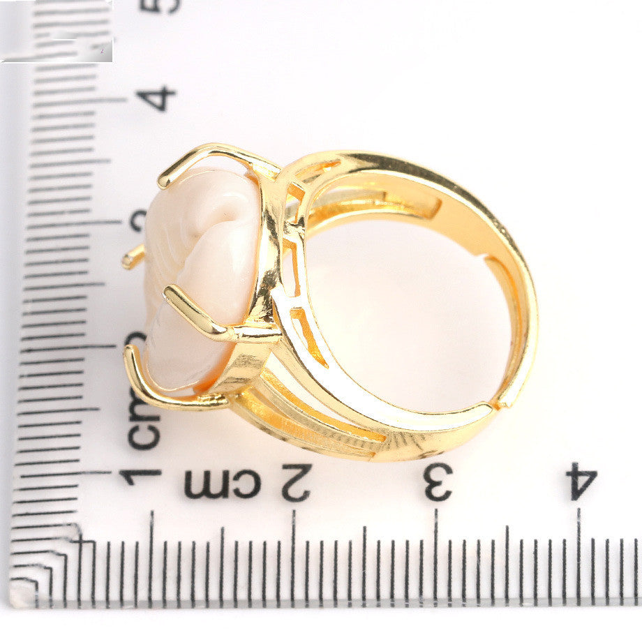 Womens Natural Conch Shell Ring Gold Plated Silver Ring For Women European Fashion Jewelry Individually Packed