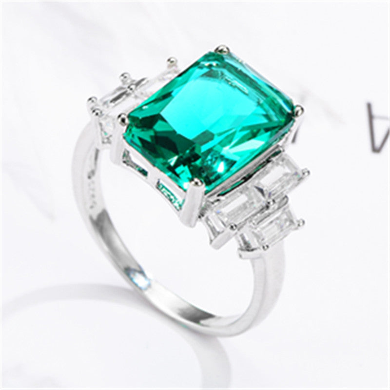 Emerald Square Silver 925 Ring For Men Geometric Design With Diamond Finish Quality Craft Modern Fashion Jewelry Gift