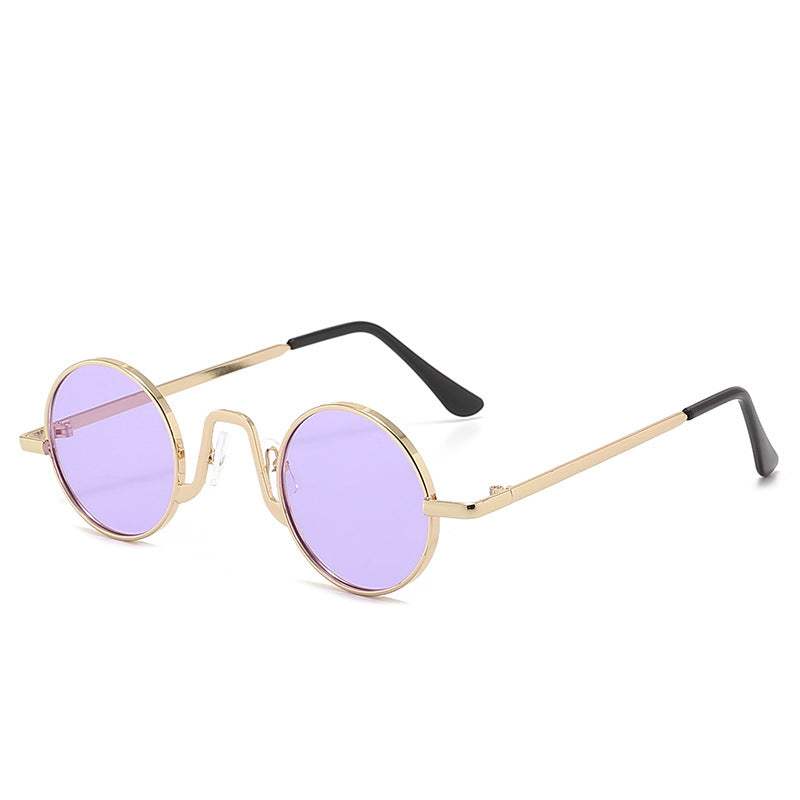 Retro Hip Hop Sunglasses Small Round Metal Frame PC Lens For Men And Women Sun Protection Fashion Travel Stage