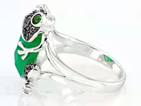 Unisex Green Zircon Frog Ring Star Shaped Alloy Jewelry Gift Fashion Accessory Animal Lover Gift Idea Elegant Design