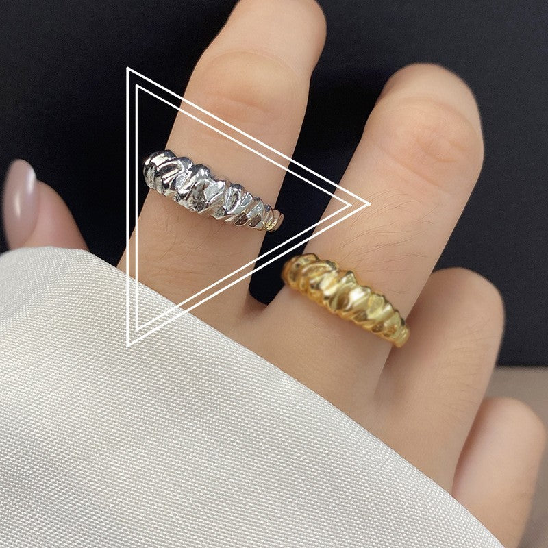 Womens Adjustable Opening Ring Silver Plated Irregular Geometric Ring Korean Version Fashion Trendy Style Gold
