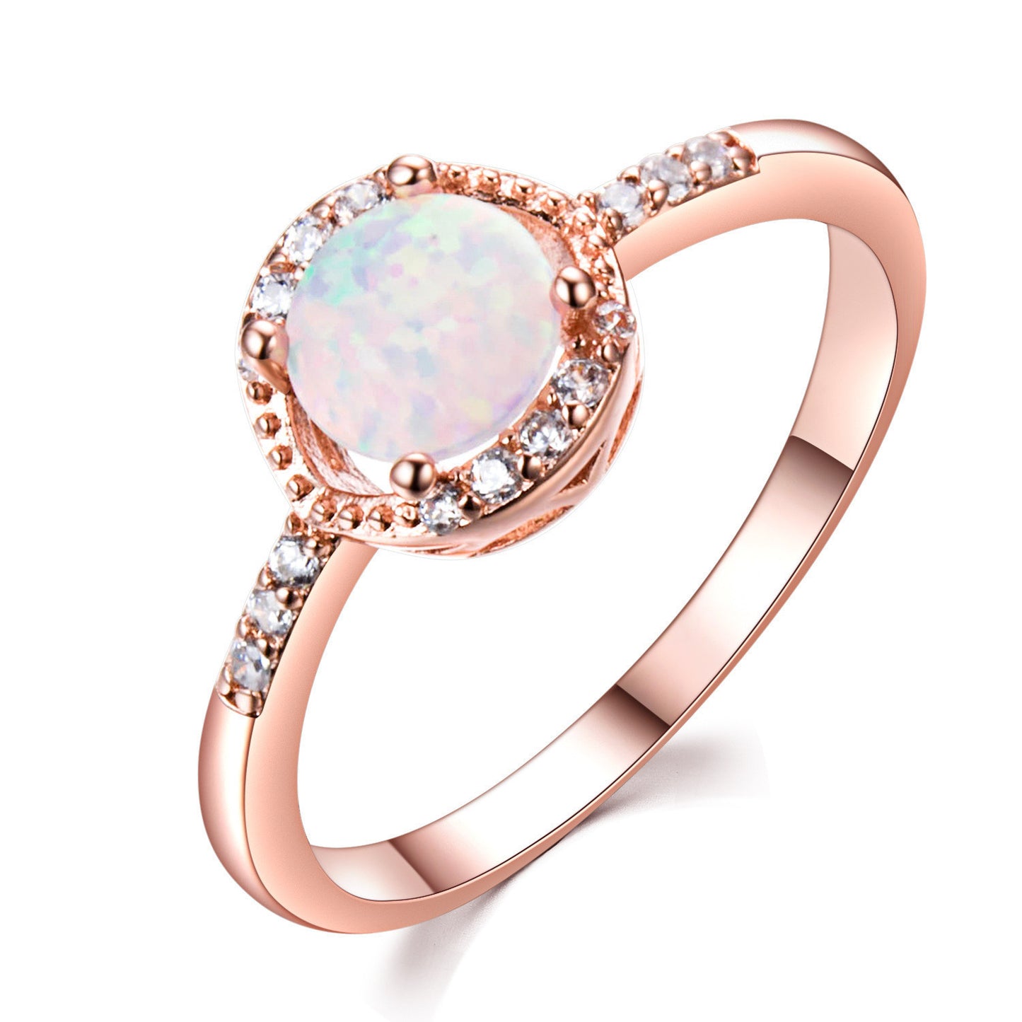 Double Heart Opal Ring Rose Gold Plated Copper Unisex Electroplated Fashion Jewelry Gift For Her Timeless Style
