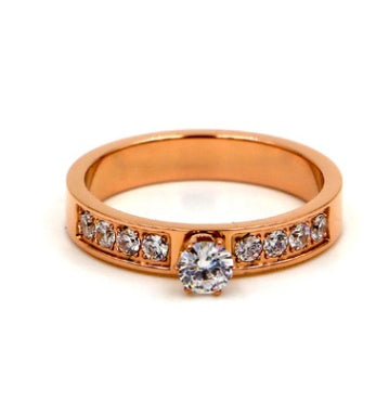 Trendy Eight Micro Diamond Claw Solitaire Rose Gold Ring One Carat For Day Wear Elegant Daily Wear Plus Styles