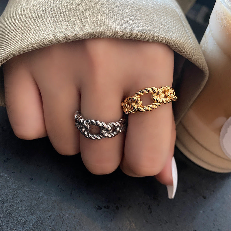 Womens Adjustable Ring Gold Hollow Silver Plated Geometric Ring Elegant Design Fashion Jewelry European American Style