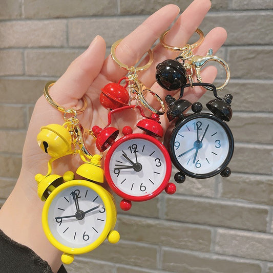 Mini Alarm Clock Keychain Pendant Cute Functional Accessory Zinc Alloy Durable For Handbags And Backpacks Colorful