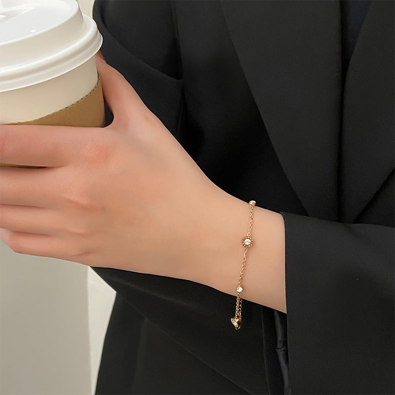 Women Titanium Steel Bracelet Retro Fashion Jewelry Electroplated Letters And Numbers Text Design Gifts For Her