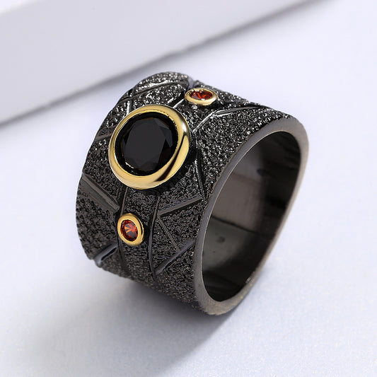 Geometric Black Retro Baroque Ring For Women Copper Ring Modern Geometric Design Sizes 6 7 8 9 10 Elegant Everyday Wear