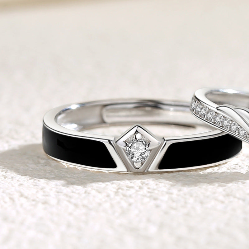 Adjustable Couple Rings Set Knight And Princess Crown Design 925 Sterling Silver Open Ring For Him And Her Jewelry Gift