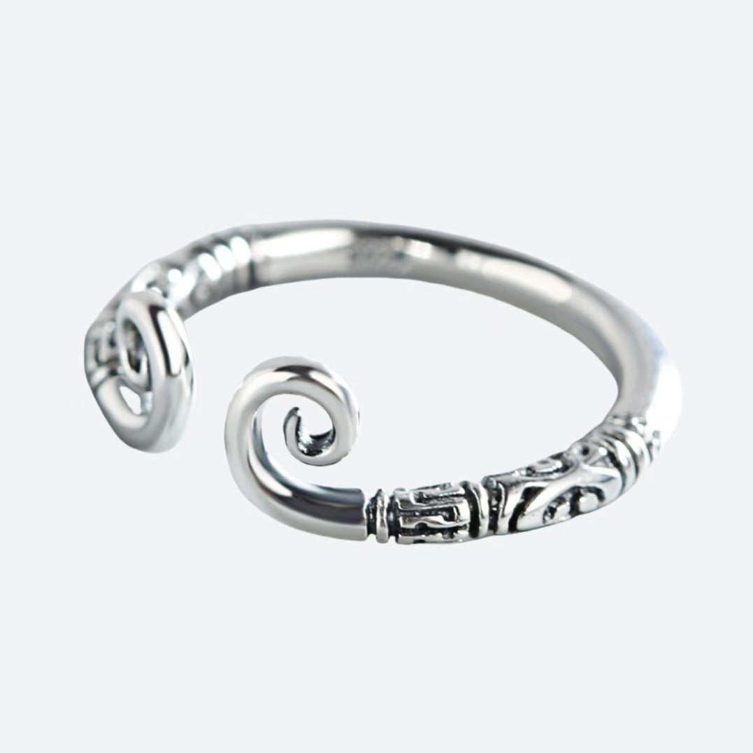 Unisex Sterling Silver Ring Electroplated Golden Hoop Retro Geometry 925 Silver Ring For Men And Women Everyday