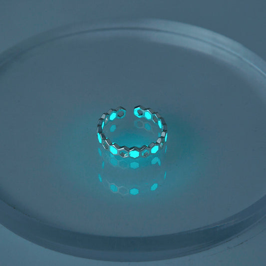 Glow In The Dark Honeycomb Copper European Ring Adjustable