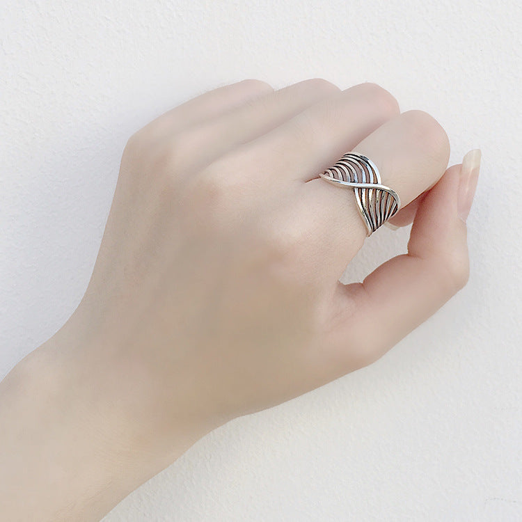 Sterling Silver Bird Nest Ring Mesh Design Korean Style Electroplated Travel Souvenir Gift For Collectors And Lovers