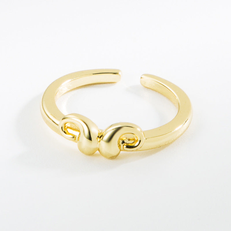 Geometric Copper Couple Ring Inlaid Electroplated Promise Engagement Jewelry Unisex Gift For Couples Style Now