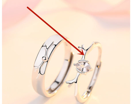 Deer Ring for Couples Animal Ring Set Matching Rings for Lovers Gift Jewelry for Him and Her Mens and Womens White Diamond and Blue Diamond Options