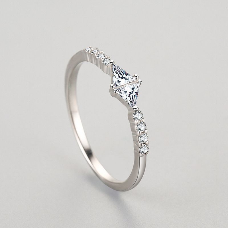 925 Sterling Silver Ring for Women Korean Geometric Design Ring with Diamond Accent Adjustable Index Finger Ring Silver Ring Jewelry Gift for Her