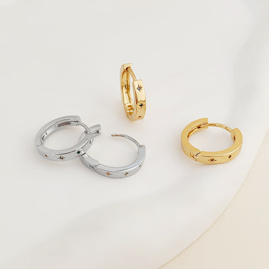 Womens Five Pointed Star Earrings Sweet Ear Jewelry Cool Ear Bone Ring High Sense Copper Earrings Fashion OL Earrings Pair of Earrings Gold Platinum