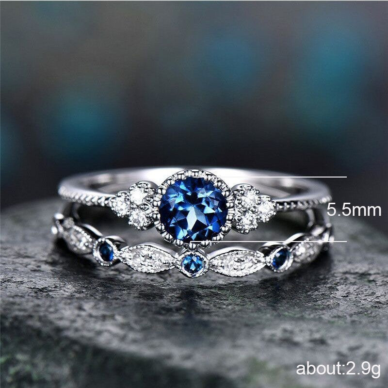 Women Zircon Ring Set Platinum Plated Geometric Diamond Simulant Jewelry Daily Wear Promising Anniversary Gift