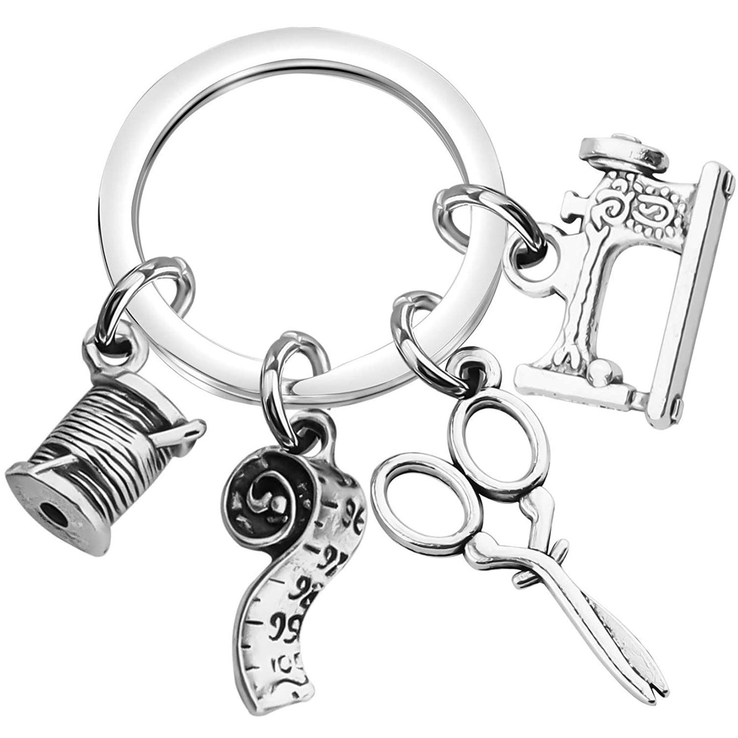 Metal Sewing Machine Keychain For Tailors And Clothing Makers Pendant Accessory Sewing Theme Gift For Seamstress