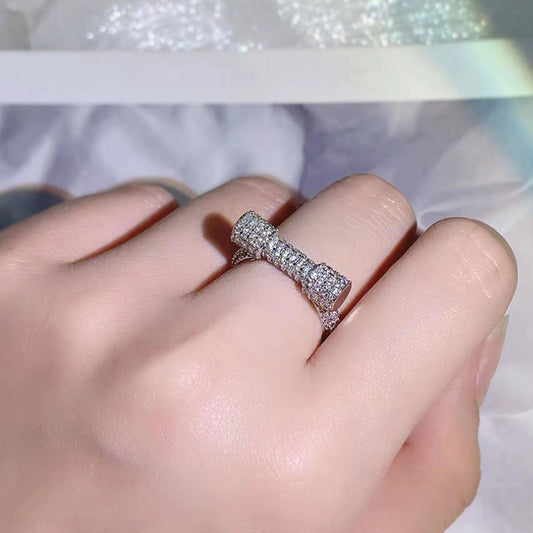 Geometric Copper Ring with Gold Plating and Gemstones