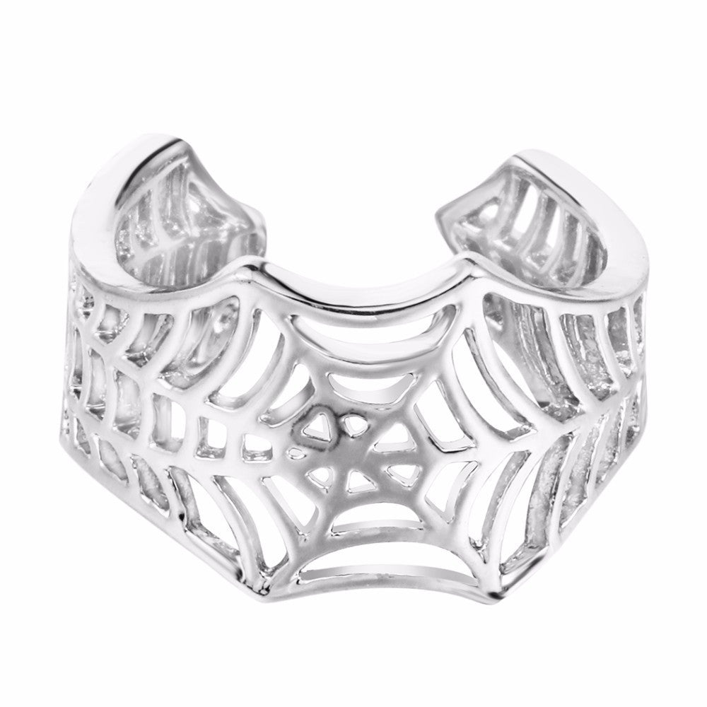 Adjustable Open Ring With Spider Web Cobweb Design In Golden Or Silver Alloy Jewelry Gift Idea For Style Today