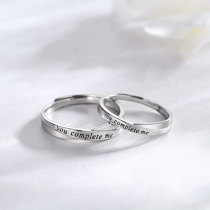 Sterling Silver Couple Rings Open Adjustable Korean Matching Bands For Him And Her Promise Jewelry Gifts Rings