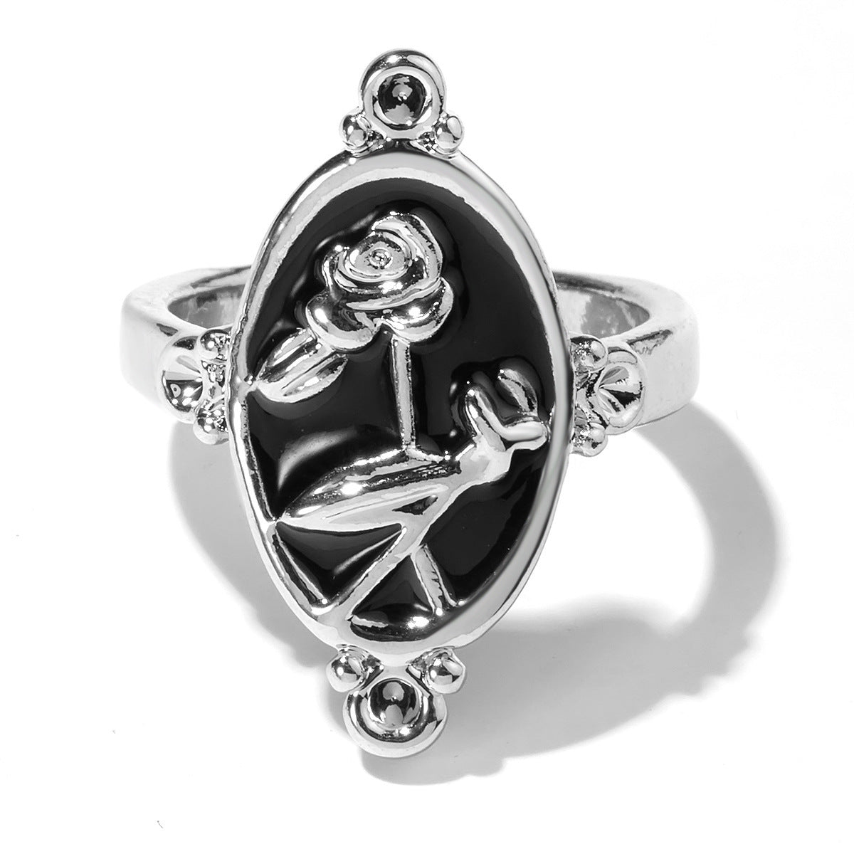 Electroplated Alloy Ring With Rose Love Heart Stainless Steel Design Fashion Jewelry Adds Elegance And Romance