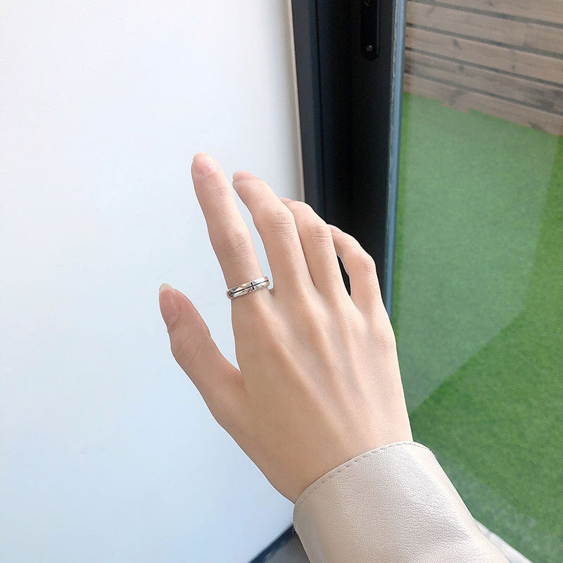 Sterling Silver Cross Ring Adjustable Unisex Band Ring Simple Fashion Jewelry For Women And Men Everyday Style