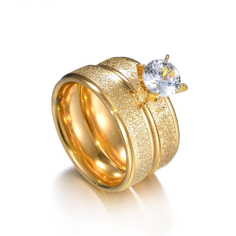 Stainless Steel Couple Rings Set Matching Promise Rings For Him And Her Geometric Frosted Finish Sizes 6 7 8 9 10 11 12