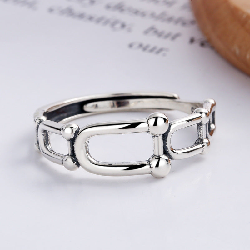 Womens U Shape Horseshoe Silver Ring With Adjustable Opening Individually Packed For Everyday Wear For Everyday