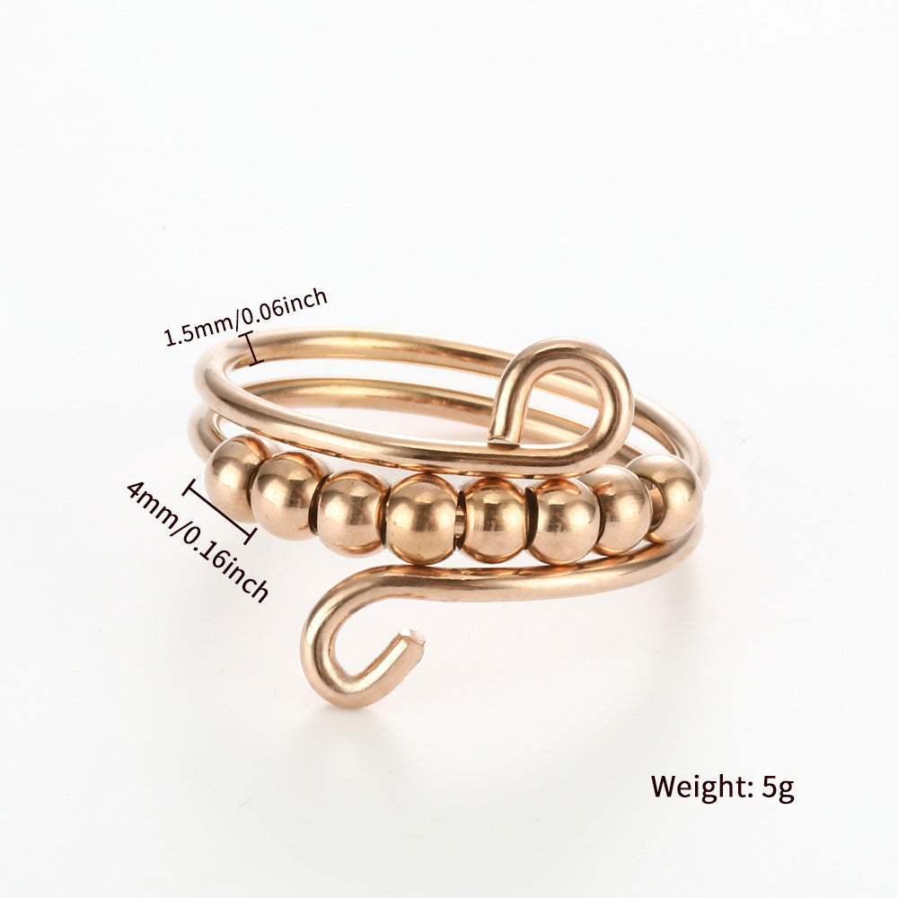 Spinner Ring For Anxiety Relief Rotating Bead Ring Titanium Steel Polished Fidget Decompression Ring Night Use
