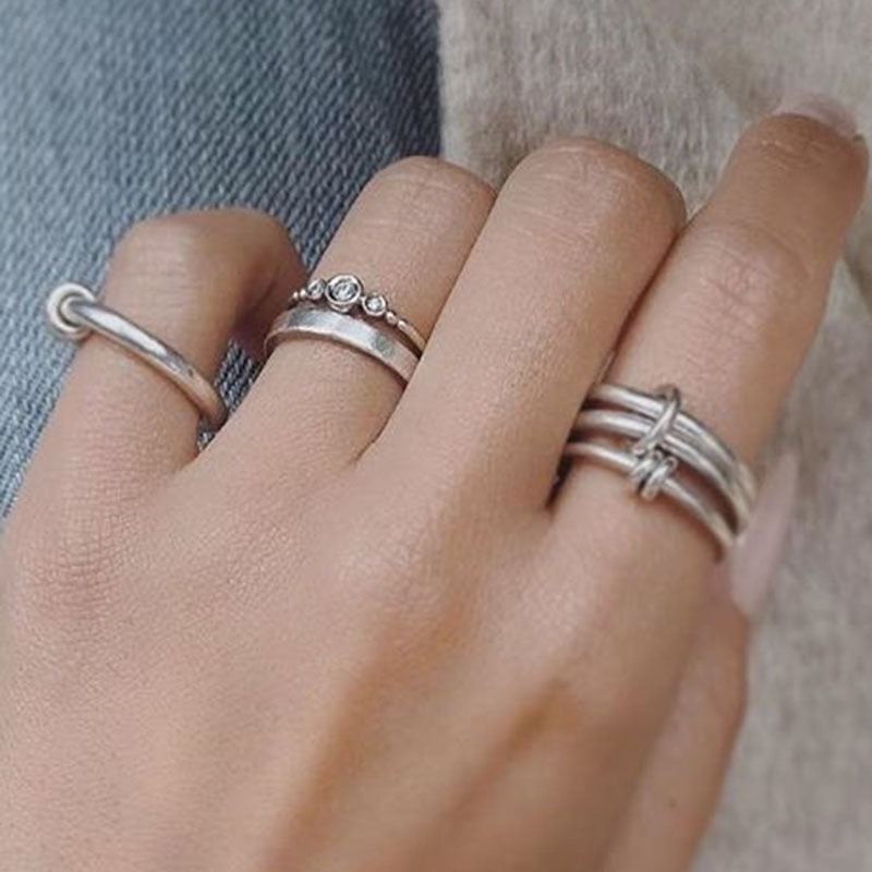 Three Finger Ring Shape Variable Hip Hop Titanium Steel Women Geometric Fashion Ring Modern Accessory Everyday Wear